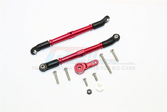 Axial SCX10 II (AX90046, AX90047) Aluminum Adjustable Steering Links & Servo Rod With 25T Servo Horn - 3Pcs Set Red