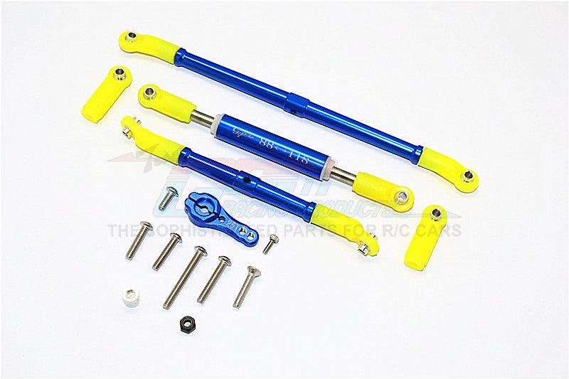 Axial SCX10 II (AX90046, AX90047) Aluminum Adjustable Steering Links With 25T Servo Horn - 4Pcs Set Blue