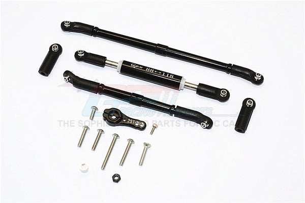 Axial SCX10 II (AX90046, AX90047) Aluminum Adjustable Steering Links With 25T Servo Horn - 4Pcs Set Black