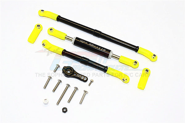 Axial SCX10 II (AX90046, AX90047) Aluminum Adjustable Steering Links With 25T Servo Horn - 4Pcs Set Black