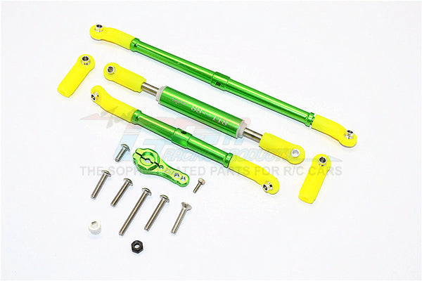 Axial SCX10 II (AX90046, AX90047) Aluminum Adjustable Steering Links With 25T Servo Horn - 4Pcs Set Green