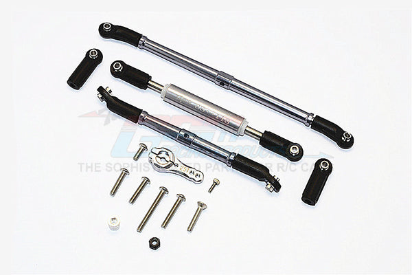 Axial SCX10 II (AX90046, AX90047) Aluminum Adjustable Steering Links With 25T Servo Horn - 4Pcs Set Gray Silver
