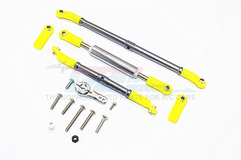 Axial SCX10 II (AX90046, AX90047) Aluminum Adjustable Steering Links With 25T Servo Horn - 4Pcs Set Gray Silver