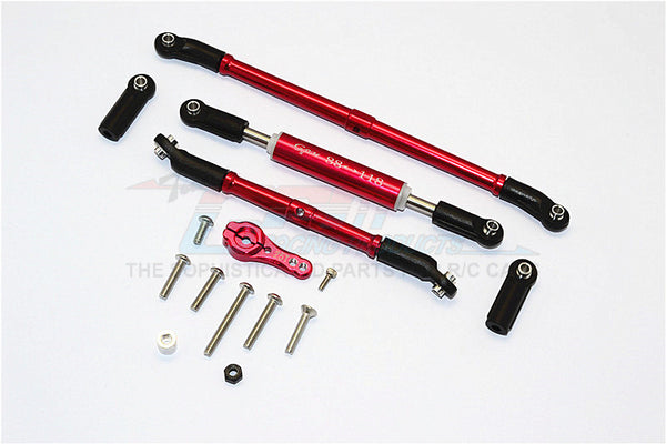 Axial SCX10 II (AX90046, AX90047) Aluminum Adjustable Steering Links With 25T Servo Horn - 4Pcs Set Red