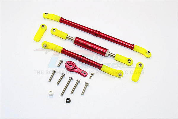 Axial SCX10 II (AX90046, AX90047) Aluminum Adjustable Steering Links With 25T Servo Horn - 4Pcs Set Red