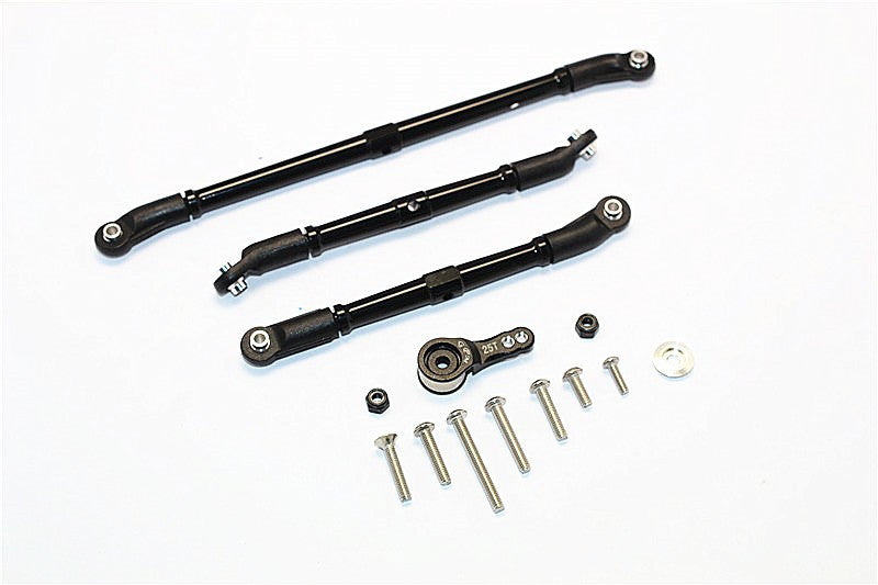 Axial SCX10 II (AX90046, AX90047) Aluminum Adjustable Steering Links With Hi-Torque Servo Saver 25T - 4Pcs Set Black
