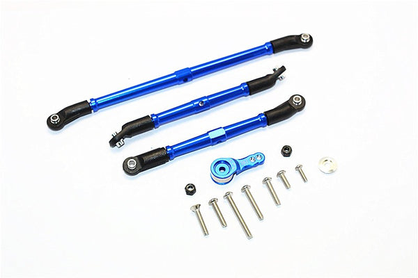 Axial SCX10 II (AX90046, AX90047) Aluminum Adjustable Steering Links With Hi-Torque Servo Saver 25T - 4Pcs Set Blue