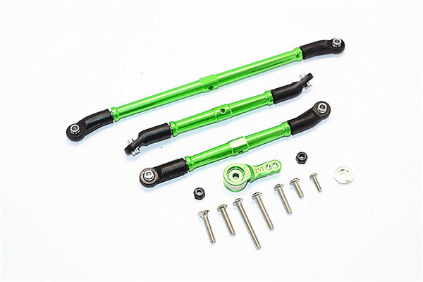 Axial SCX10 II (AX90046, AX90047) Aluminum Adjustable Steering Links With Hi-Torque Servo Saver 25T - 4Pcs Set Green