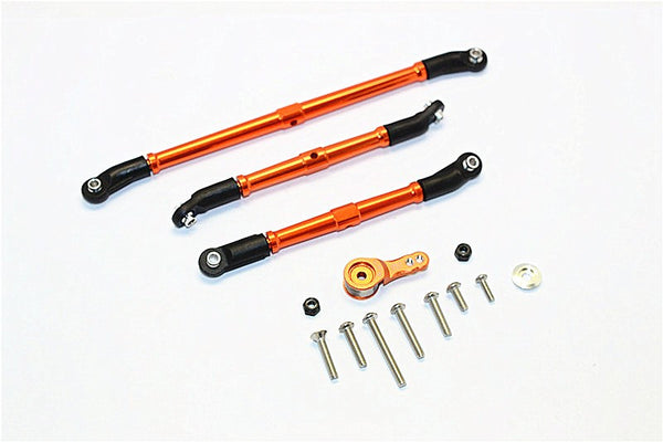 Axial SCX10 II (AX90046, AX90047) Aluminum Adjustable Steering Links With Hi-Torque Servo Saver 25T - 4Pcs Set Orange