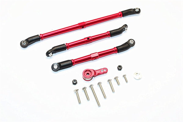 Axial SCX10 II (AX90046, AX90047) Aluminum Adjustable Steering Links With Hi-Torque Servo Saver 25T - 4Pcs Set Red
