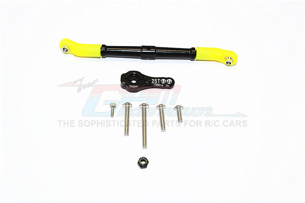 Axial SCX10 II (AX90046, AX90047) Aluminum Adjustable Servo Rod & 25T Servo Horn - 2Pcs Set Black