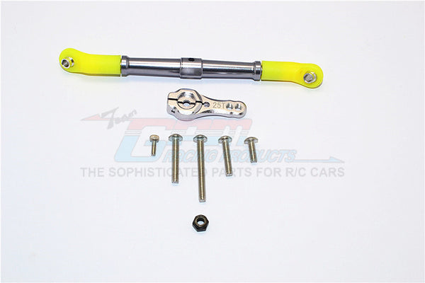 Axial SCX10 II (AX90046, AX90047) Aluminum Adjustable Servo Rod & 25T Servo Horn - 2Pcs Set Gray Silver