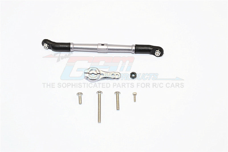 Axial SCX10 II (AX90046, AX90047) Aluminum Adjustable Servo Rod & 25T Servo Horn - 2Pcs Set Gray Silver