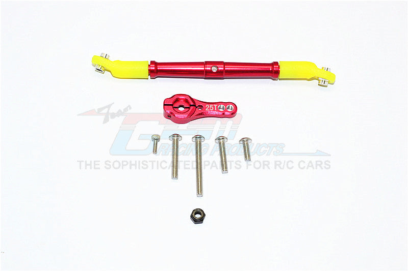 Axial SCX10 II (AX90046, AX90047) Aluminum Adjustable Servo Rod & 25T Servo Horn - 2Pcs Set Red