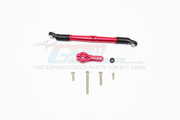 Axial SCX10 II (AX90046, AX90047) Aluminum Adjustable Servo Rod & 25T Servo Horn - 2Pcs Set Red