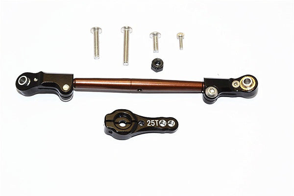 Axial SCX10 II (AX90046, AX90047) Spring Steel Adjustable Servo Rod With Aluminum Ends & 25T Servo Horn - 2Pcs Set Black
