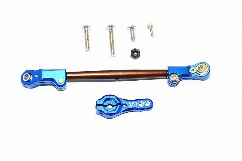 Axial SCX10 II (AX90046, AX90047) Spring Steel Adjustable Servo Rod With Aluminum Ends & 25T Servo Horn - 2Pcs Set Blue