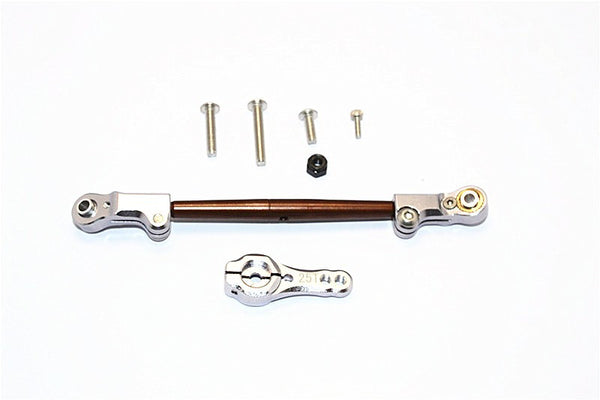 Axial SCX10 II (AX90046, AX90047) Spring Steel Adjustable Servo Rod With Aluminum Ends & 25T Servo Horn - 2Pcs Set Gray Silver