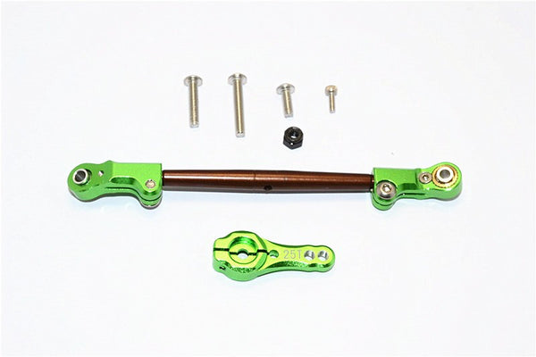 Axial SCX10 II (AX90046, AX90047) Spring Steel Adjustable Servo Rod With Aluminum Ends & 25T Servo Horn - 2Pcs Set Green