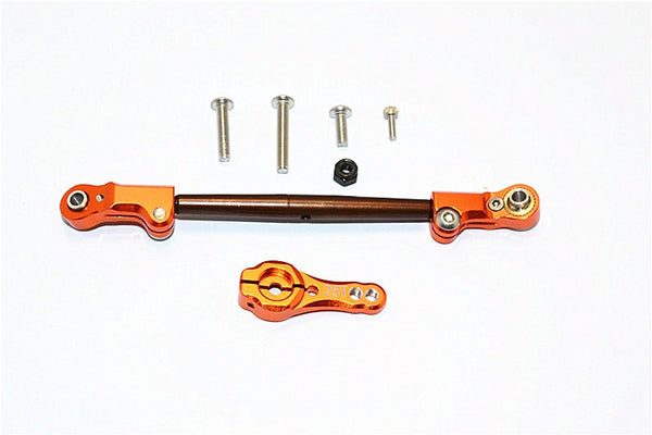 Axial SCX10 II (AX90046, AX90047) Spring Steel Adjustable Servo Rod With Aluminum Ends & 25T Servo Horn - 2Pcs Set Orange