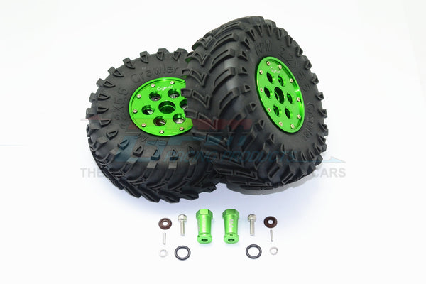 Axial SCX10 II (AX90046, AX90047) 2.2 Inch Rubber Tires With Aluminum Beadlock Weighted Wheels & 25mm Hex Adapters - 1Pr Set Green