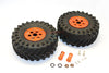 Axial SCX10 II (AX90046, AX90047) 2.2 Inch Rubber Tires With Aluminum Beadlock Weighted Wheels & 25mm Hex Adapters - 1Pr Set Orange