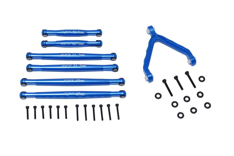 Axial 1:24 SCX24 Deadbolt AXI90081 Aluminium Suspension Links + Front Upper Link Mount - 30Pc Set Blue