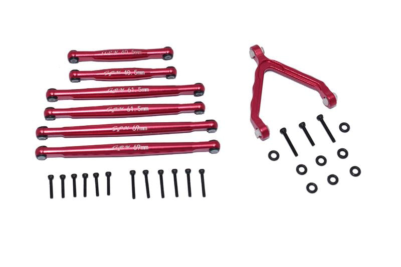 Axial 1:24 SCX24 Deadbolt AXI90081 Aluminium Suspension Links + Front Upper Link Mount - 30Pc Set Red