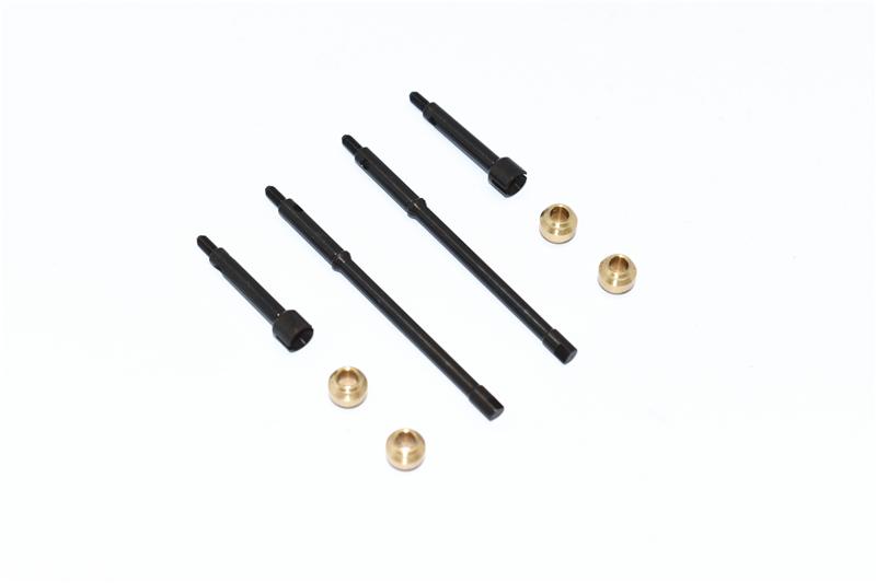 Harden Steel #45 Front CVD Joint + Rear Drive Shaft + Copper Collar For Axial 1:24 Deadbolt & Jeep Wrangler (SCX24) - 8Pc Set Black