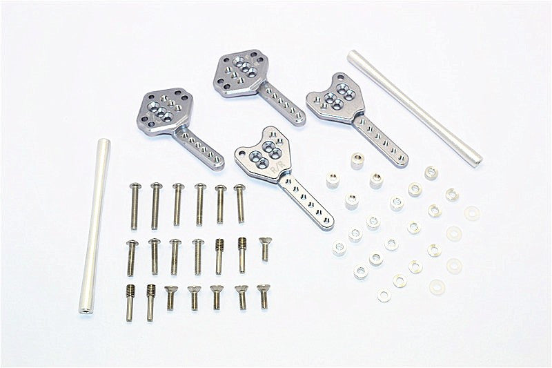 Axial SCX10 II (AX90046, AX90047) Aluminum Front & Rear Shock Tower Adjustable Mount - 1 Set Gray Silver