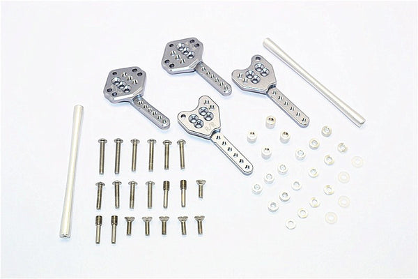 Axial SCX10 II (AX90046, AX90047) Aluminum Front & Rear Shock Tower Adjustable Mount - 1 Set Gray Silver