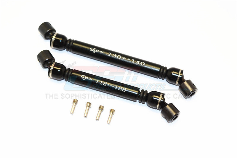 Axial SCX10 II (AX90047) Aluminum Front+Rear Center Shaft With Steel Joint (S:118mm-128mm, L:130mm-140mm) - 1 Set Black