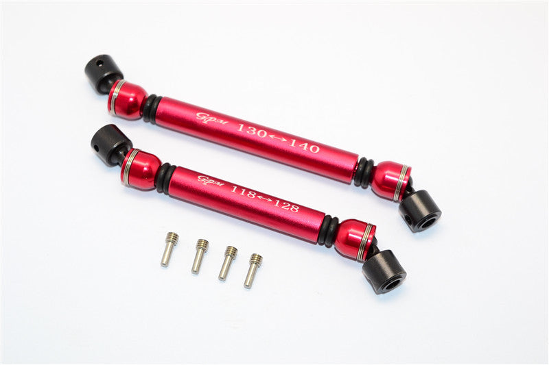 Axial SCX10 II (AX90047) Aluminum Front+Rear Center Shaft With Steel Joint (S:118mm-128mm, L:130mm-140mm) - 1 Set Red