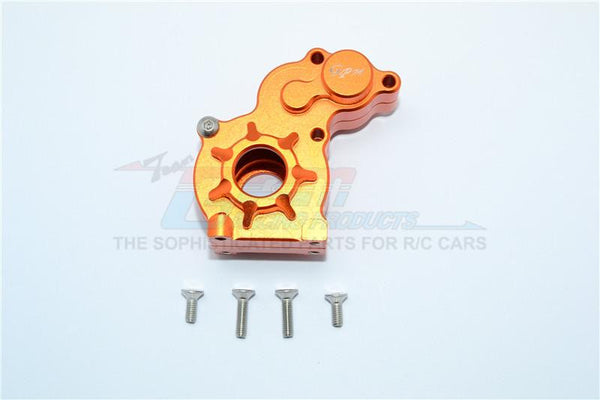 Aluminum Transmission Spur Gear Case For Axial SCX10 (AX90022) / SCX10 II (AX90047) / SMT10 (AX90055/AX90057) - 1 Set Orange