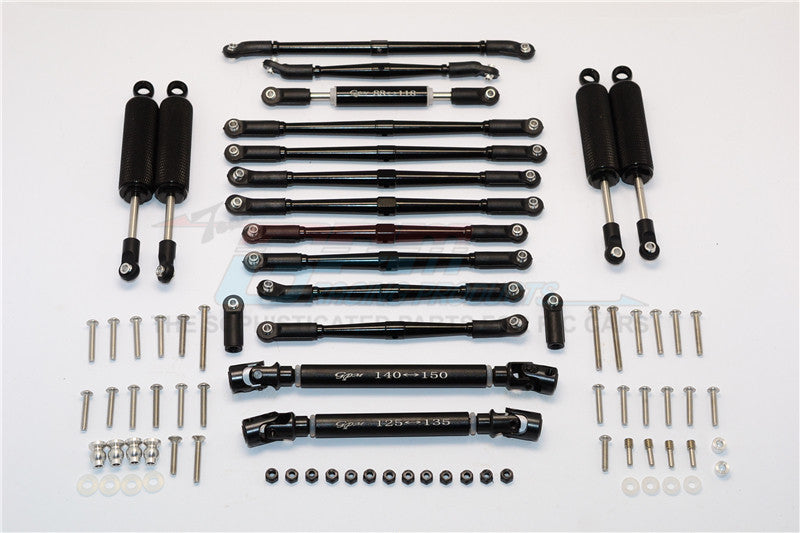Axial SCX10 II (AX90047) Aluminum Chassis Lift Combo (Switch From 77mm To 87mm) - 77Pcs Set Black