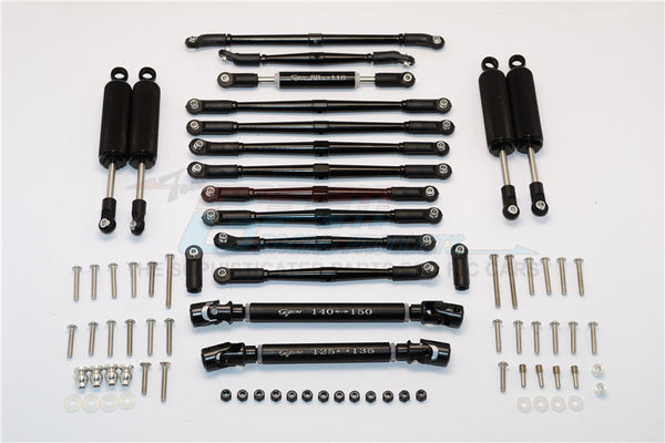 Axial SCX10 II (AX90047) Aluminum Chassis Lift Combo (Switch From 77mm To 87mm) - 77Pcs Set Black