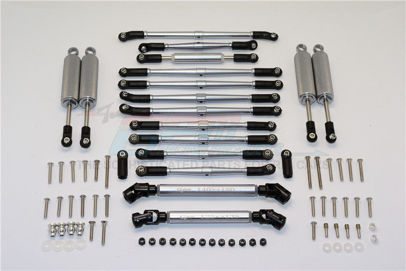 Axial SCX10 II (AX90047) Aluminum Chassis Lift Combo (Switch From 77mm To 87mm) - 77Pcs Set Gray Silver