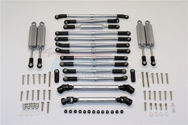 Axial SCX10 II (AX90047) Aluminum Chassis Lift Combo (Switch From 77mm To 87mm) - 77Pcs Set Gray Silver