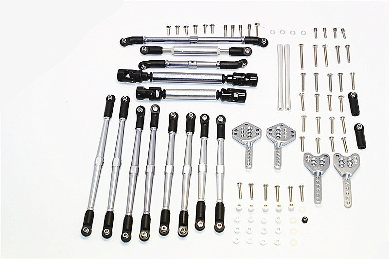 Axial SCX10 II (AX90046) Aluminum Chassis Lift Up Combo (Tie Rods & Center Shaft & Damper Mount) - 1 Set Gray Silver