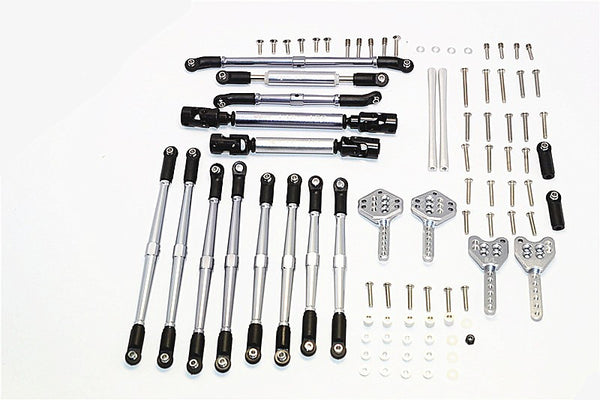 Axial SCX10 II (AX90046) Aluminum Chassis Lift Up Combo (Tie Rods & Center Shaft & Damper Mount) - 1 Set Gray Silver