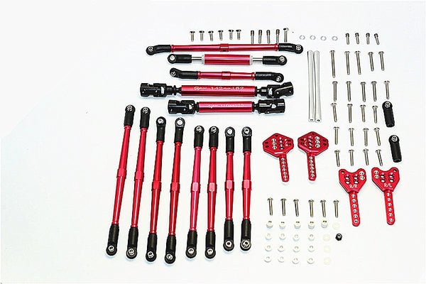 Axial SCX10 II (AX90046) Aluminum Chassis Lift Up Combo (Tie Rods & Center Shaft & Damper Mount) - 1 Set Red