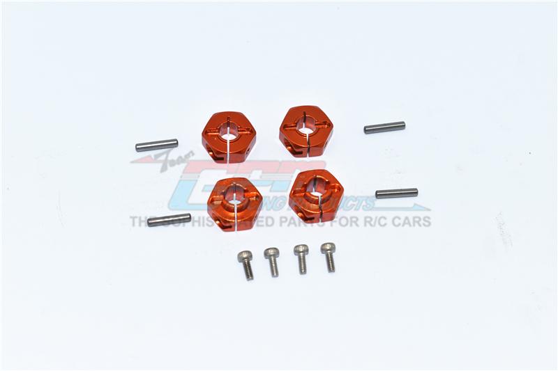 Axial SCX10 II UMG10 (AXI90075) Aluminum Front + Rear Hex Adapters - 4Pc Set Orange