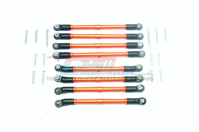 Axial SCX10 II UMG10 (AXI90075) Aluminum Adjustable Upper & Lower Suspension Links - 8Pc Set Orange