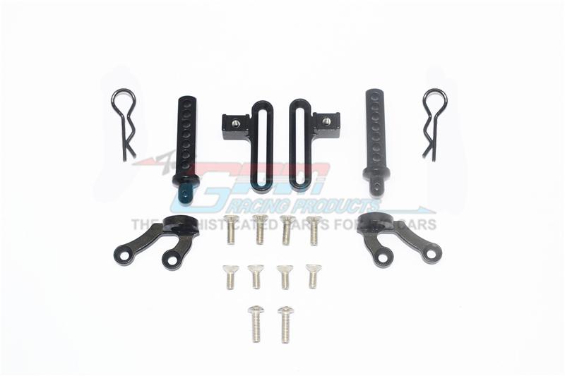 Axial SCX10 II UMG10 (AXI90075) Aluminum Front Body Post & Stabilizer - 18Pc Set Black