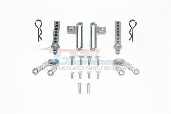 Axial SCX10 II UMG10 (AXI90075) Aluminum Front Body Post & Stabilizer - 18Pc Set Gray Silver