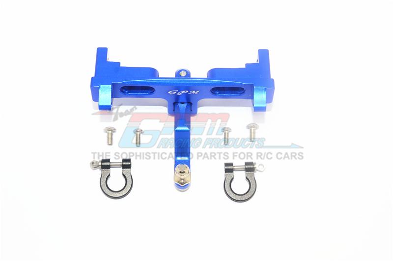 Axial SCX10 II UMG10 (AXI90075) Aluminium Rear Bumper Mount + D-Rings + Tow Hook - 1 Set Blue