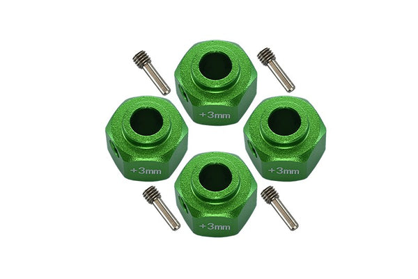 Axial SCX10 III Jeep Wrangler / Capra 1.9 UTB Aluminum Wheel Hex Adapters +3mm - 4Pc Set Green