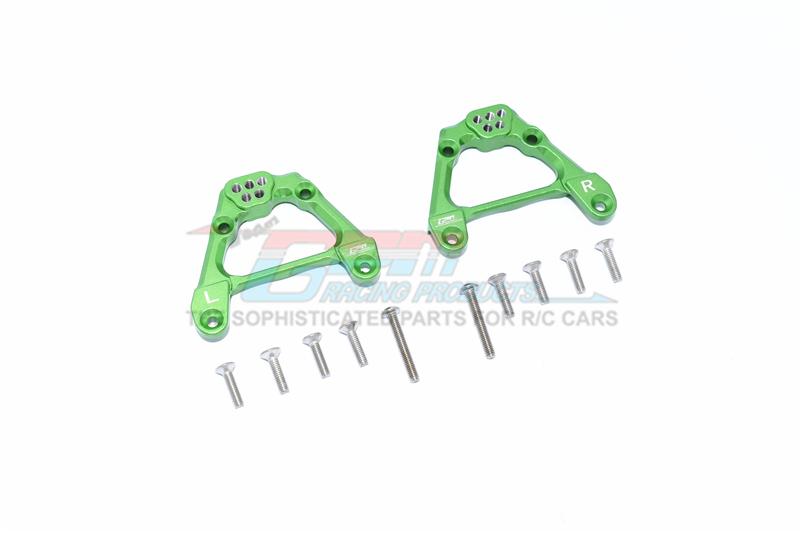 Axial SCX10 III Jeep JL Wrangler (AXI03007) Aluminum Adjustable Rear Damper Mount - 2Pc Set Green