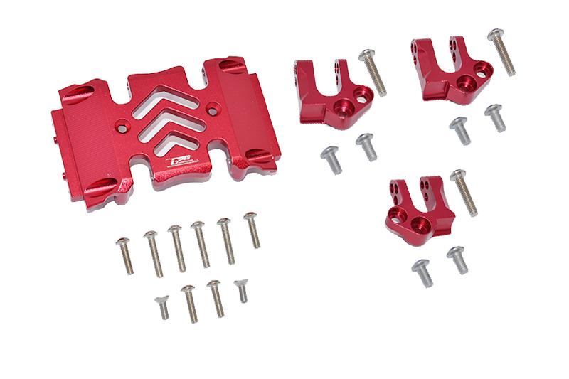 Axial 1:10 SCX10 III Wrangler AXI03007 / Gladiator AXI03006 Aluminum Center Gear Box Case And Mount - 23Pc Set Red