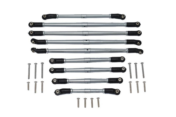 Axial 1/10 SCX10 III JT Gladiator (AXI03006) Aluminum Adjustable Tie Rods - 9Pc Set Gray Silver